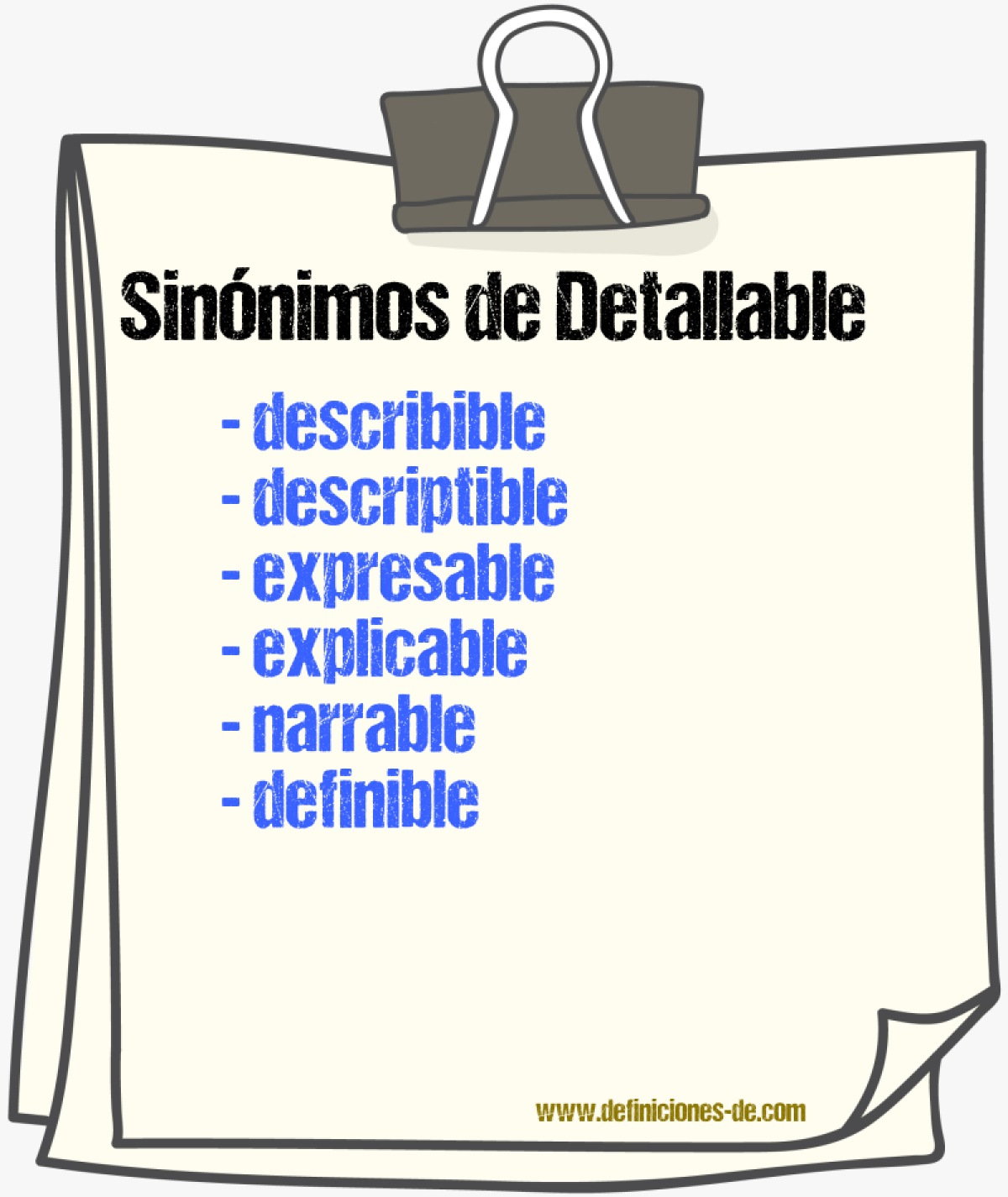 Sinónimos de detallable