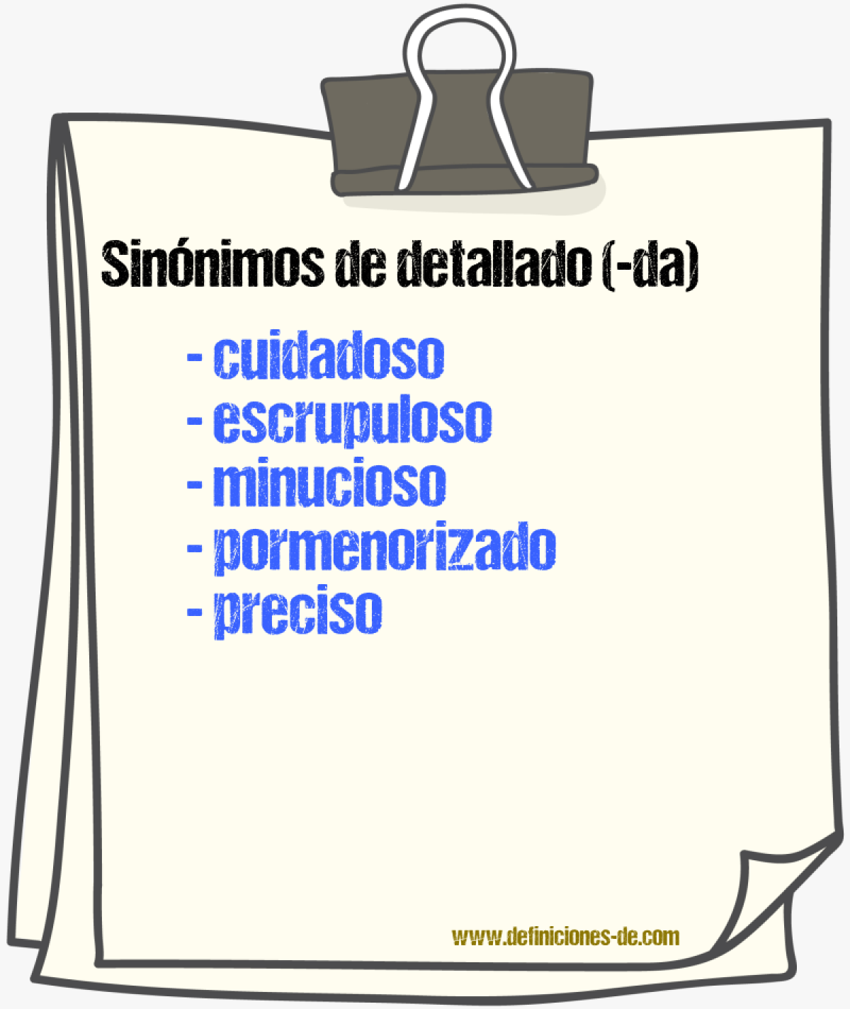 Sinnimos de detallado