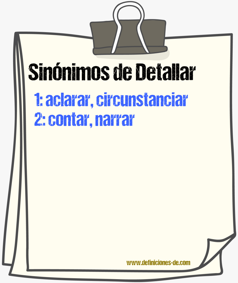 Sinnimos de detallar