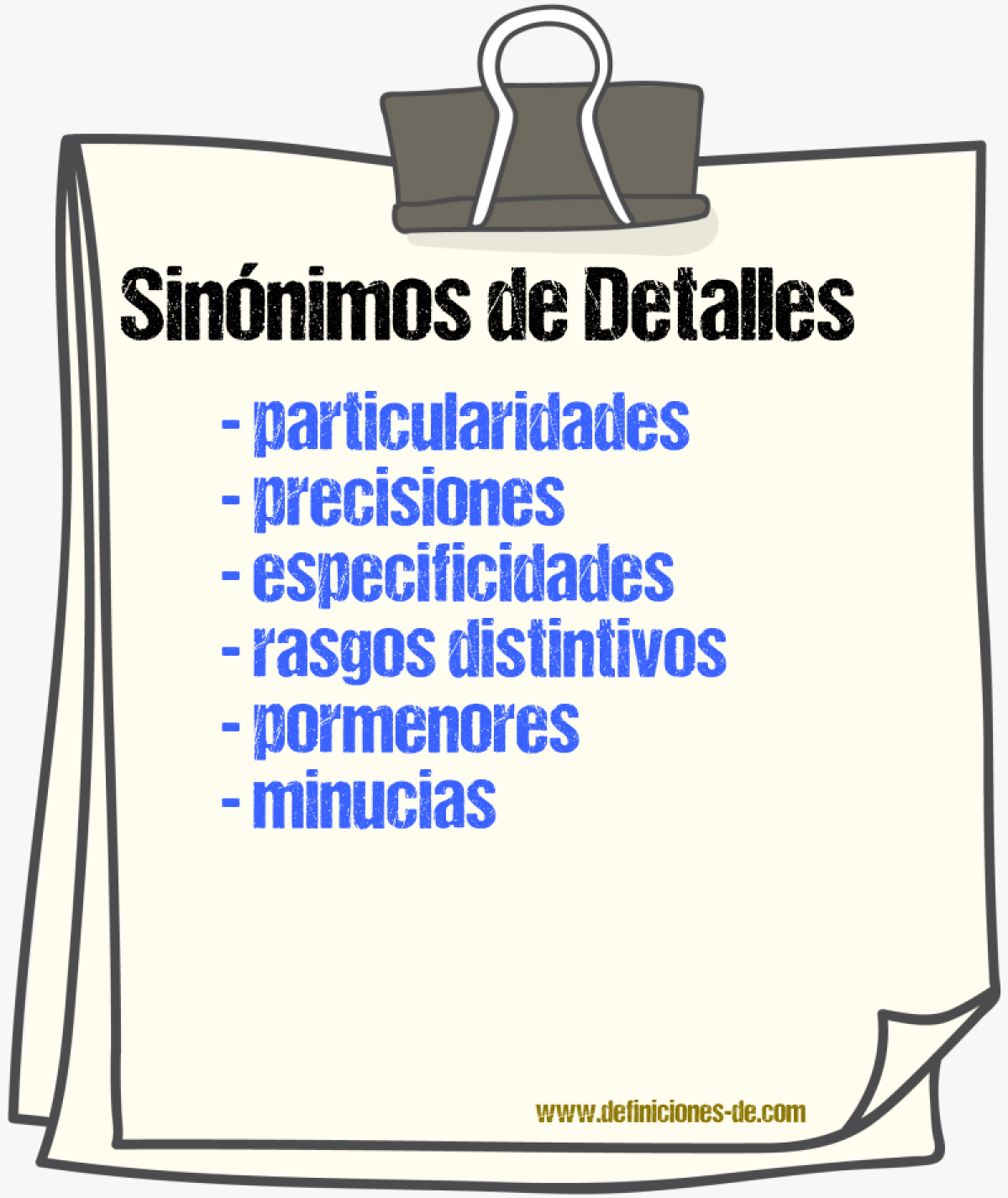 Sinónimos de detalles