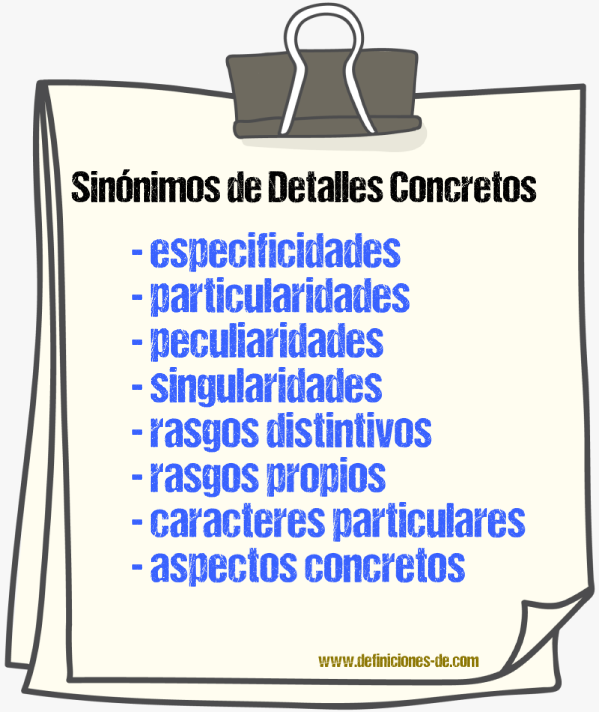Sinónimos de detalles concretos