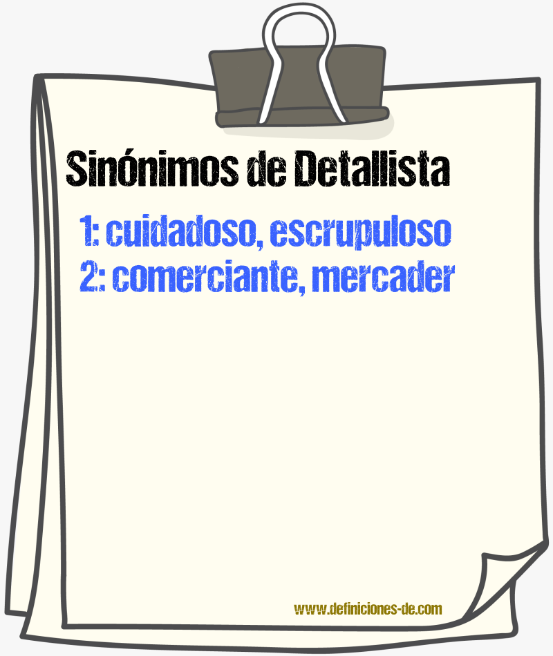 Sinnimos de detallista