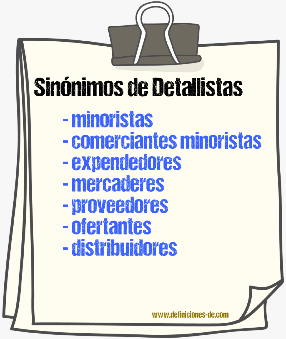Sinónimos de detallistas