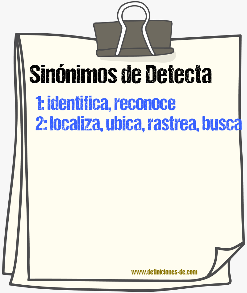 Sinónimos de detecta