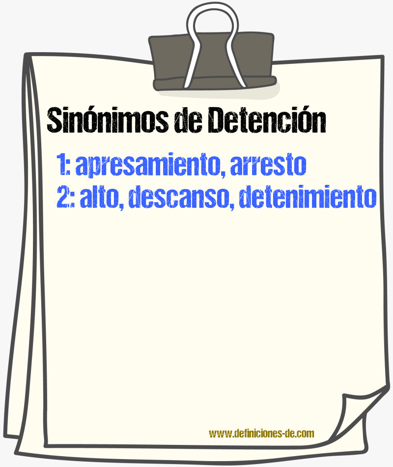 Sinónimos de detención