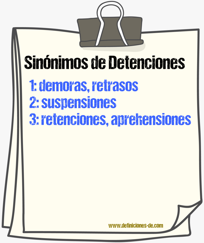 Sinónimos de detenciones