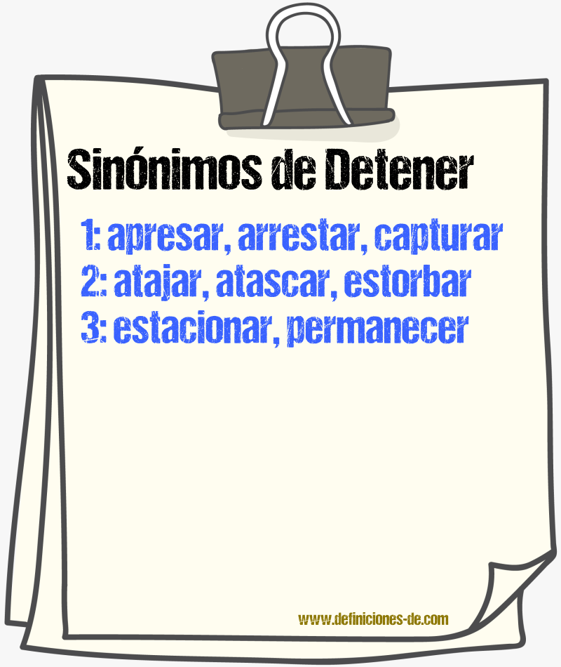 Sinnimos de detener