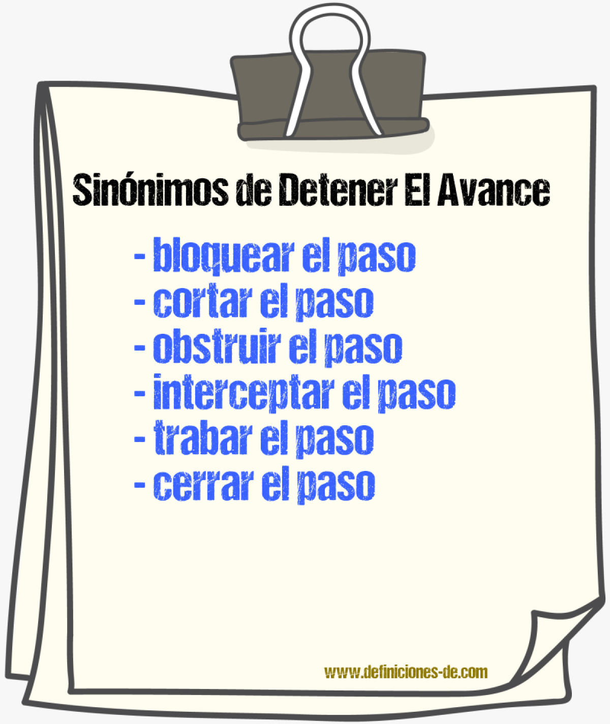 Sinónimos de detener el avance