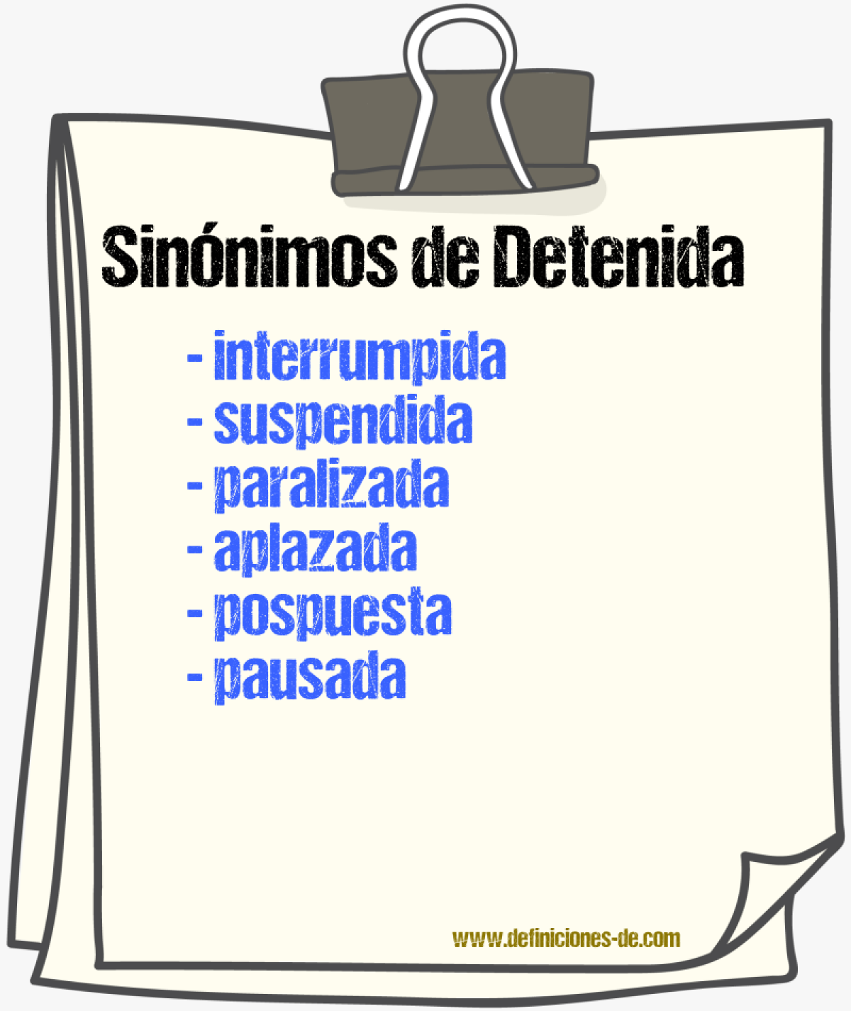 Sinónimos de detenida