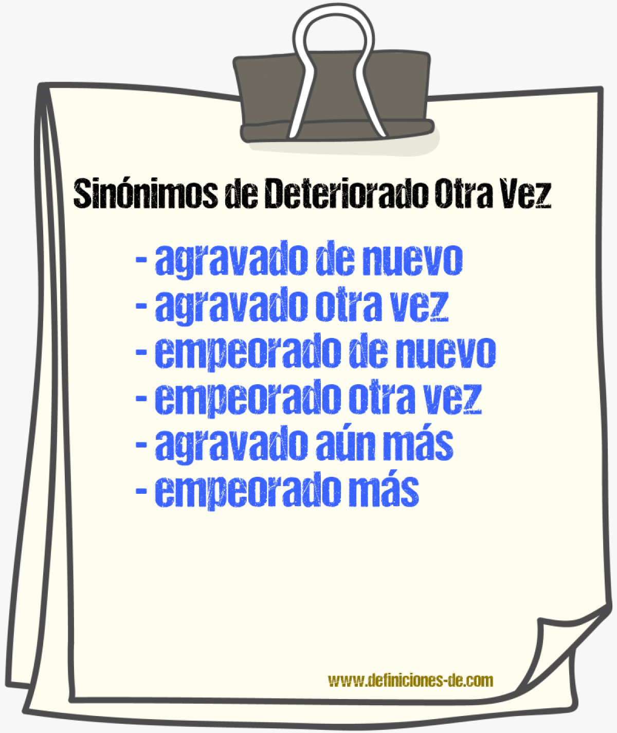 Sinónimos de deteriorado otra vez