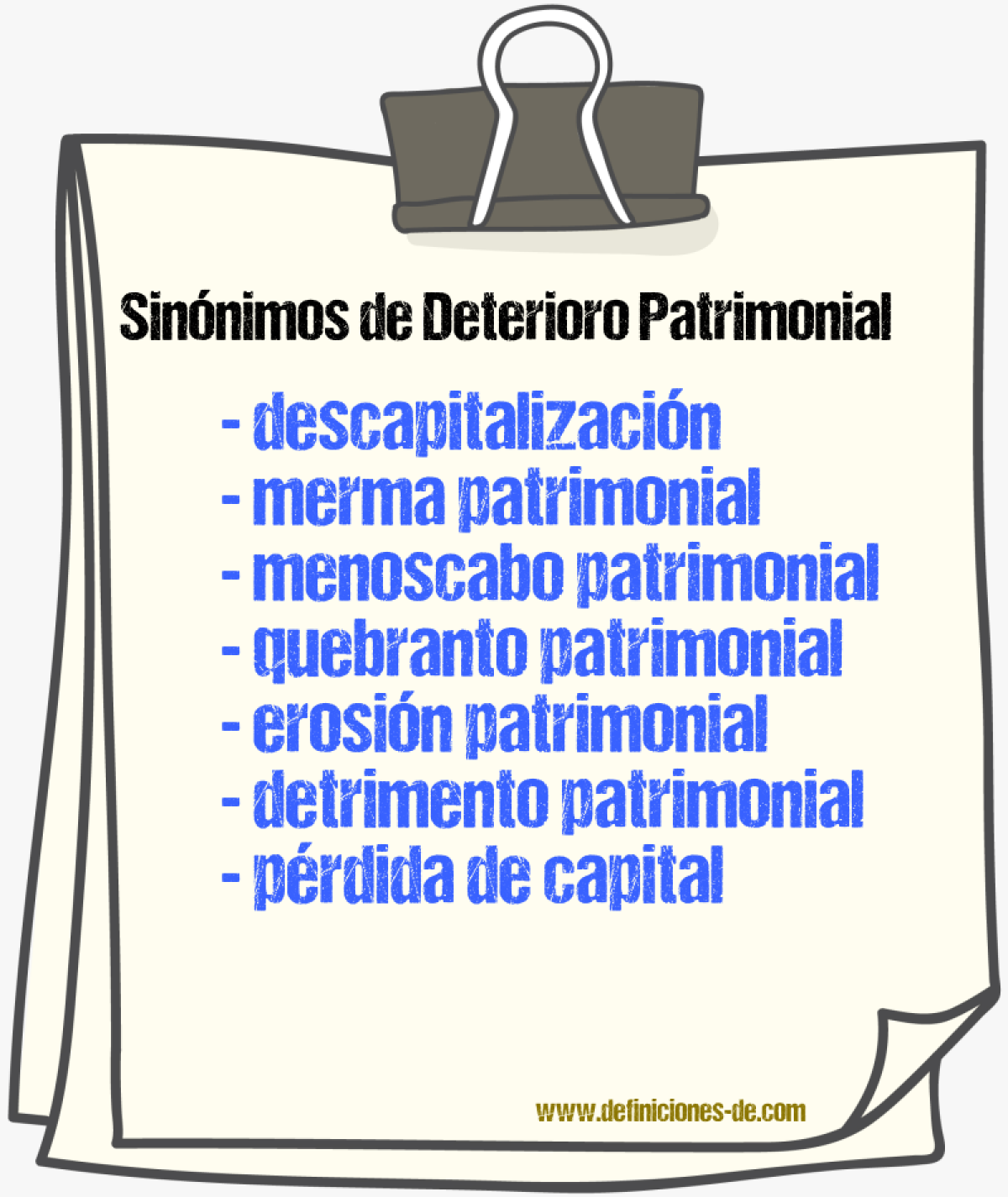 Sinónimos de deterioro patrimonial