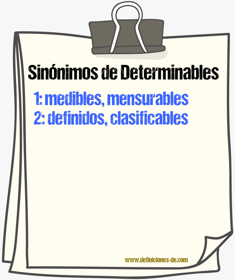 Sinónimos de determinables