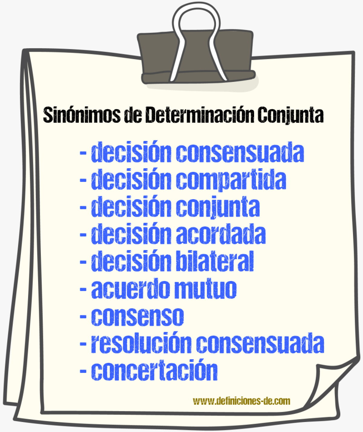 Sinónimos de determinación conjunta