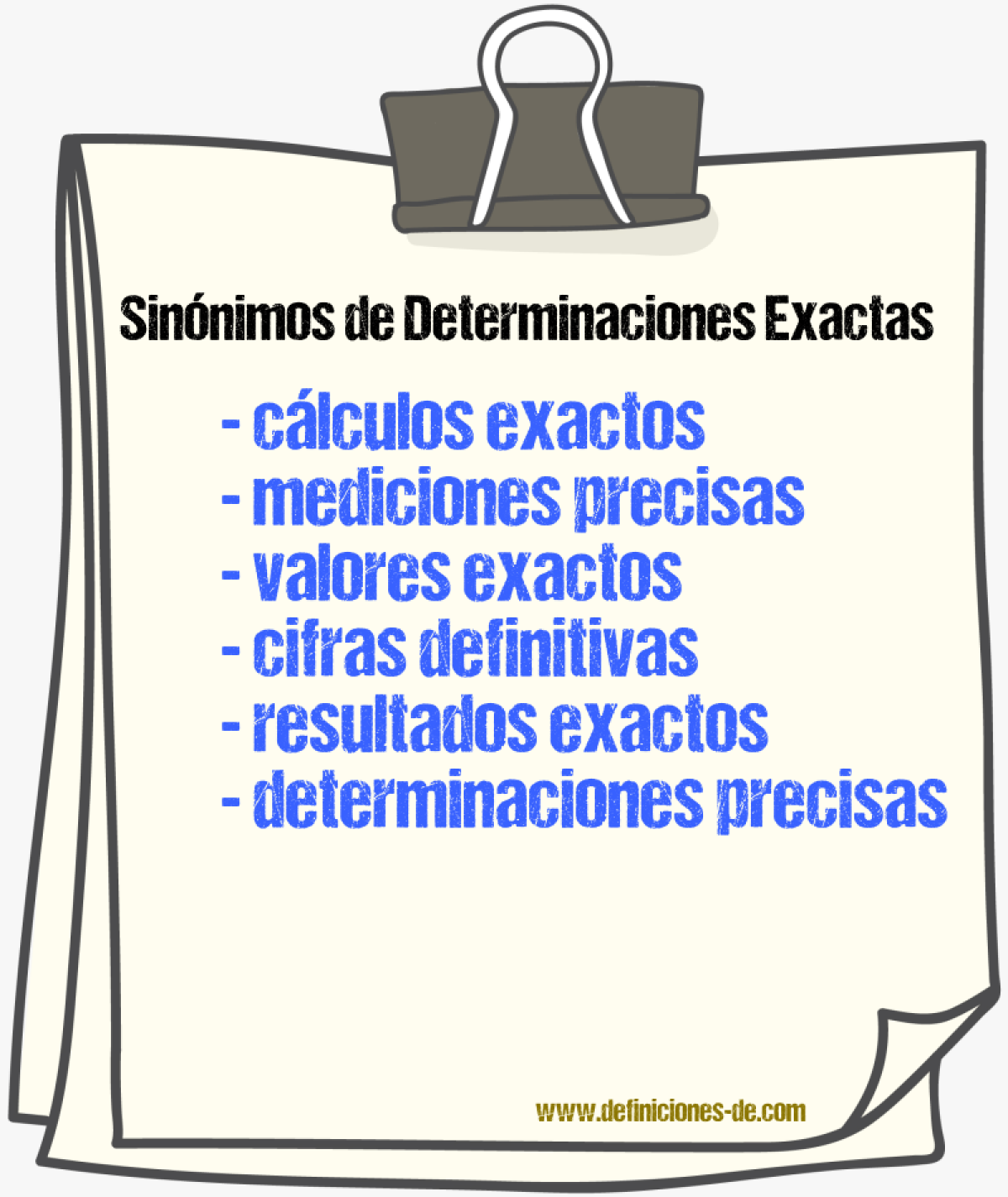 Sinónimos de determinaciones exactas