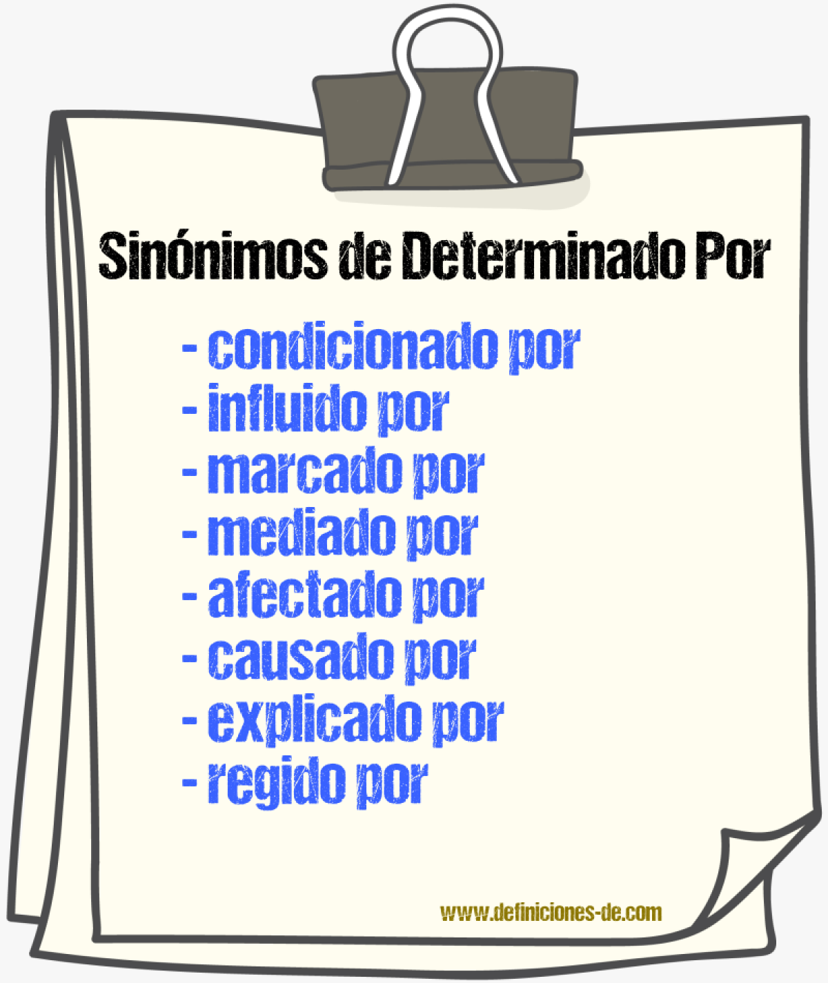 Sinónimos de determinado por