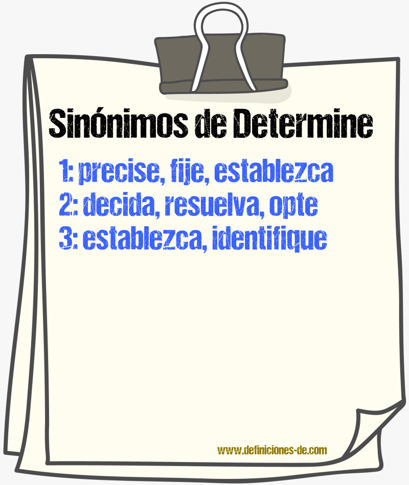 Sinónimos de determine