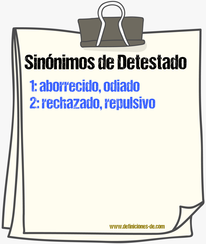Sinónimos de detestado