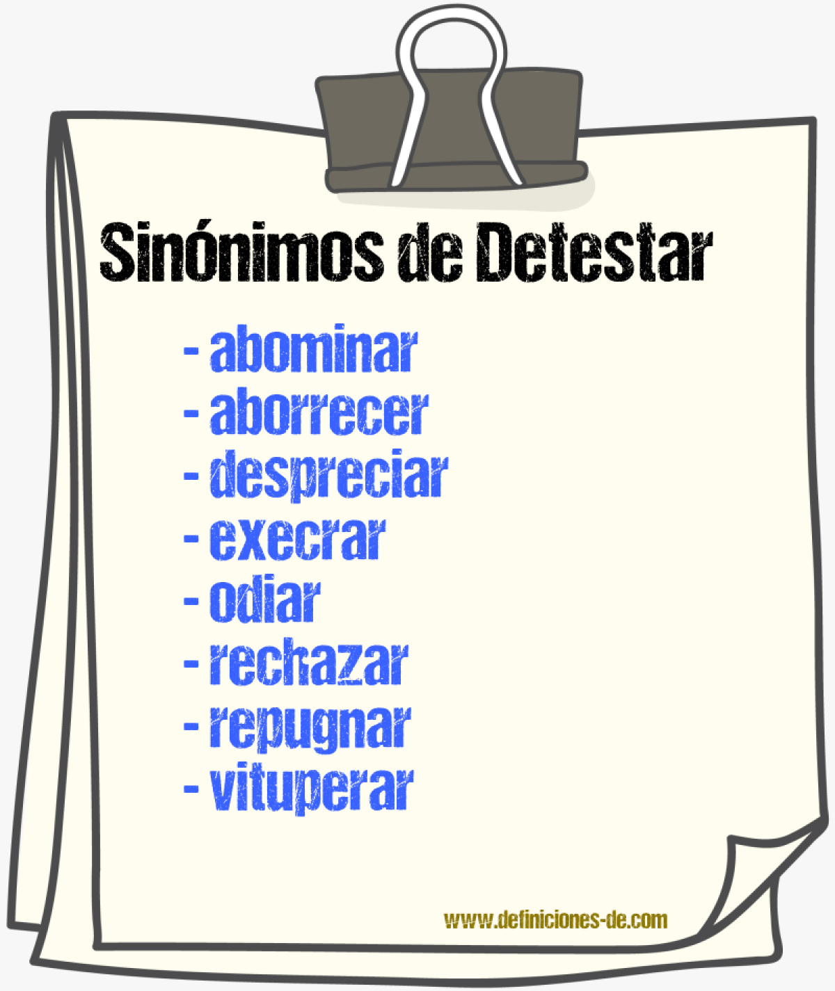 Sinnimos de detestar