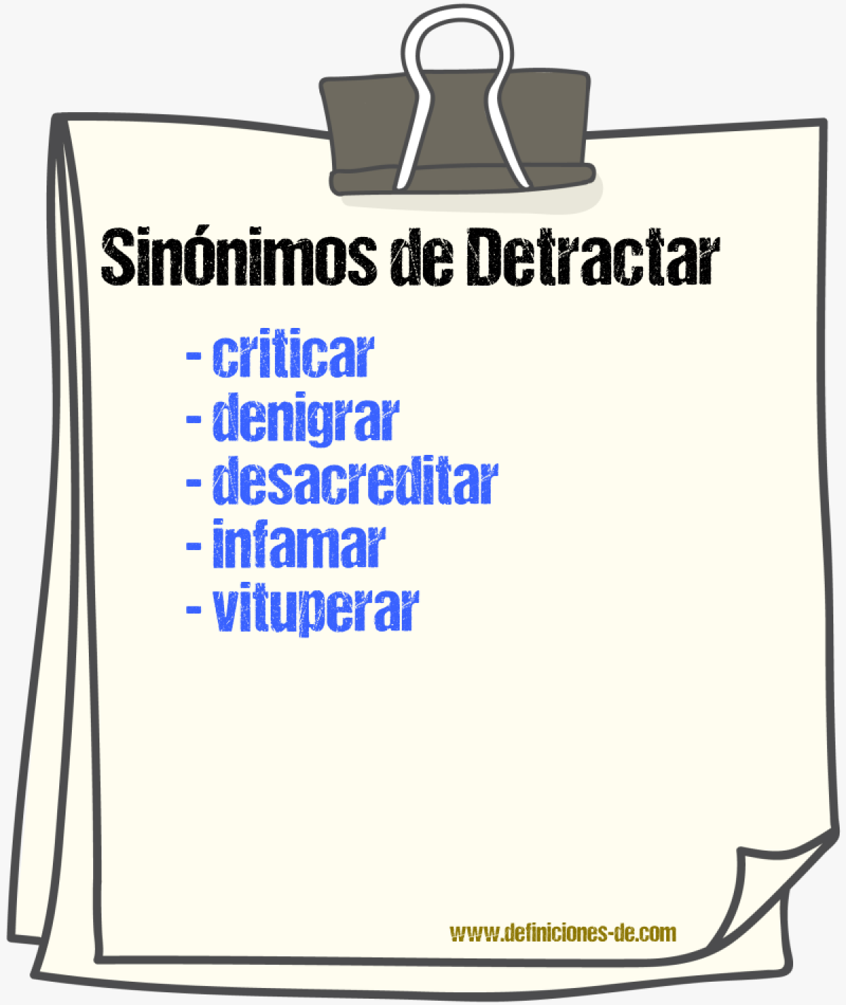 Sinnimos de detractar