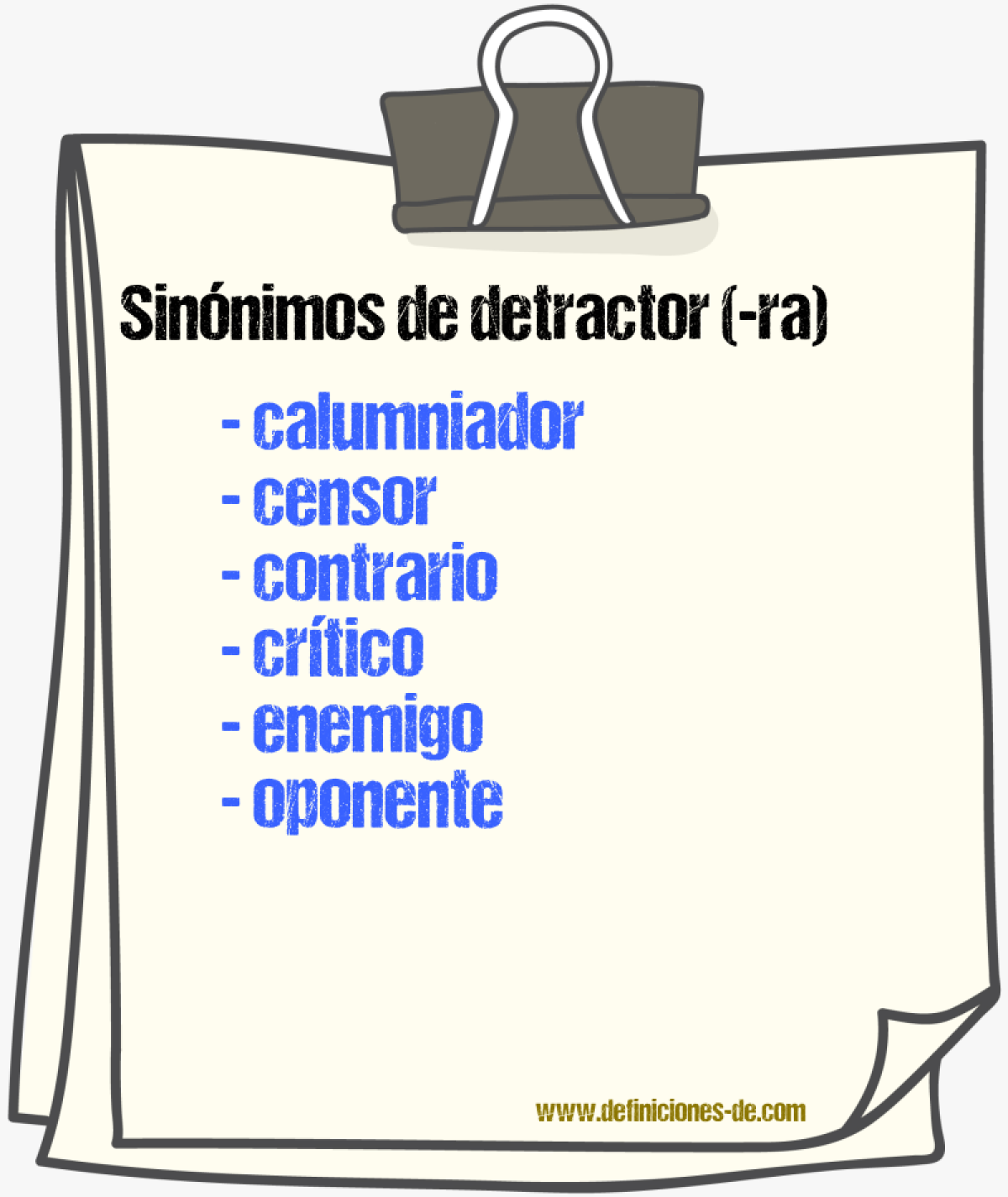 Sinnimos de detractor