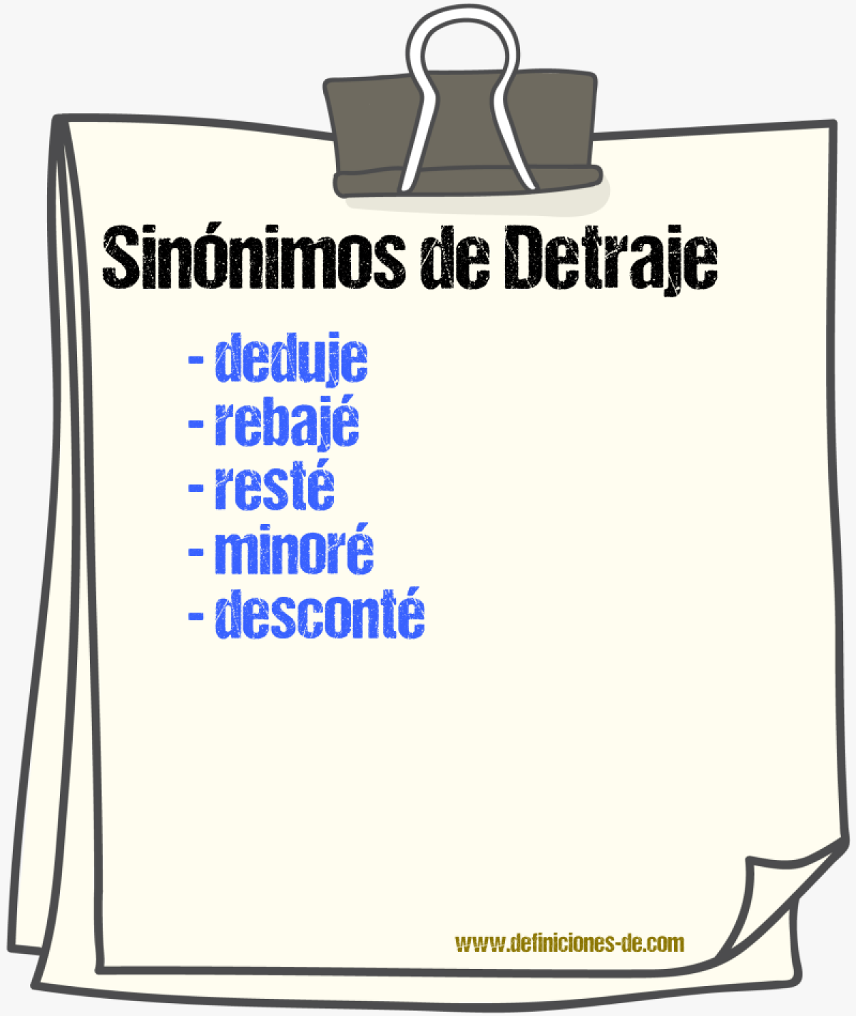 Sinónimos de detraje