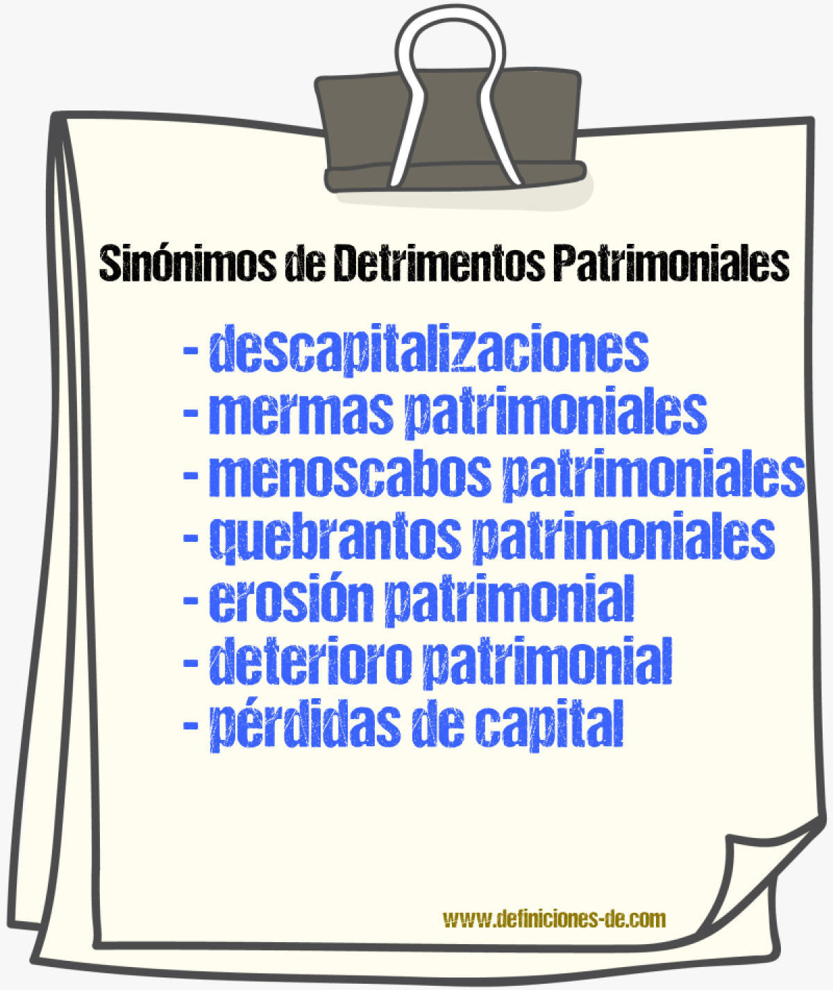Sinónimos de detrimentos patrimoniales
