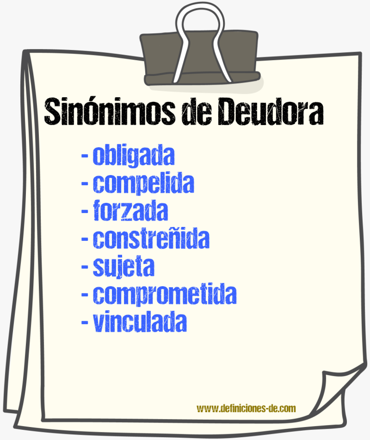 Sinónimos de deudora