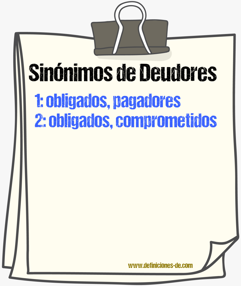 Sinónimos de deudores
