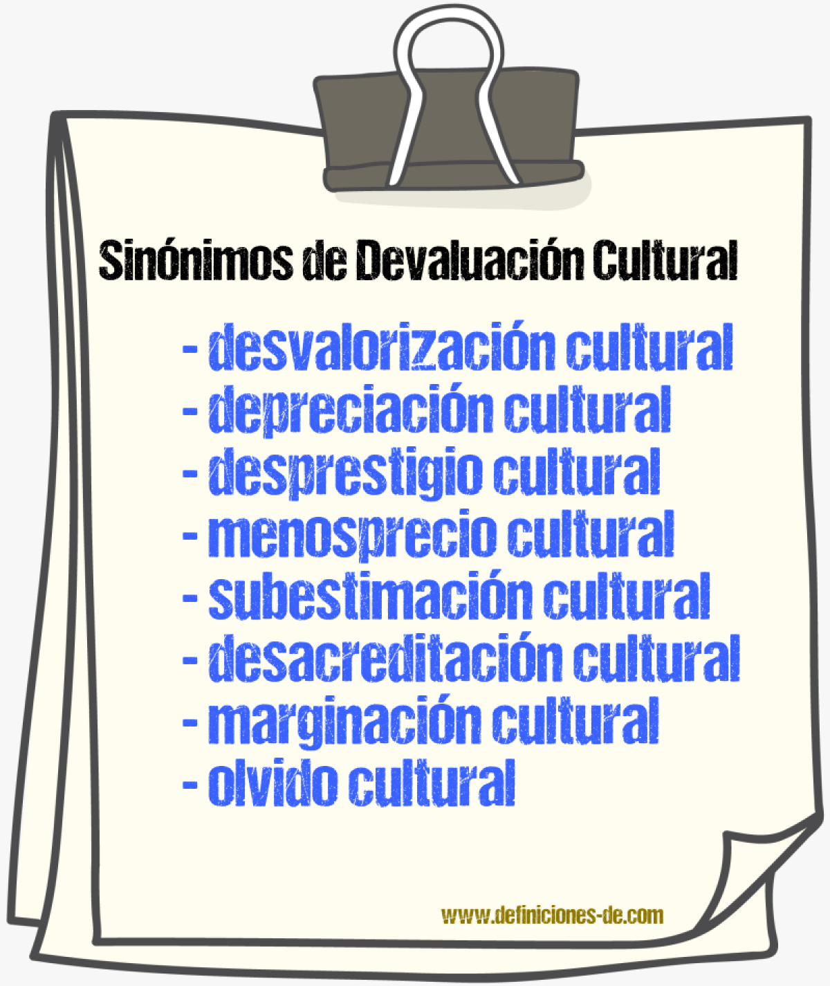 Sinónimos de devaluación cultural