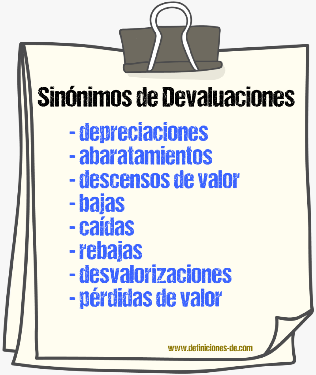 Sinónimos de devaluaciones