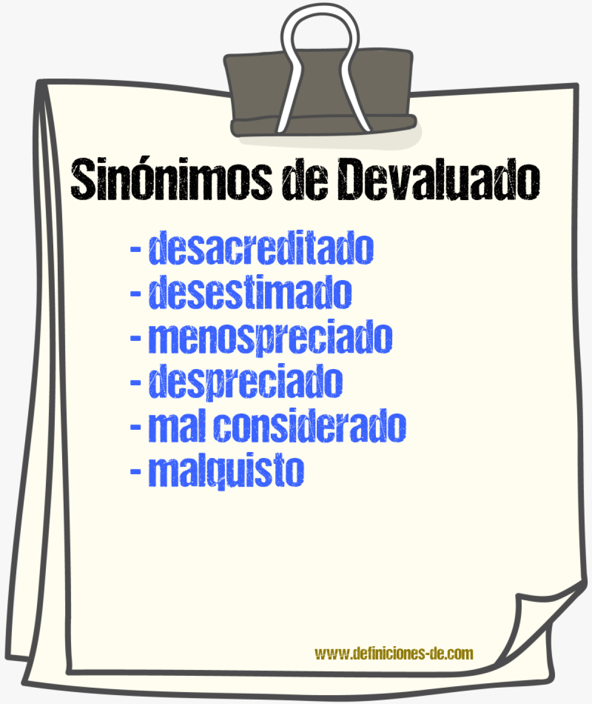 Sinónimos de devaluado
