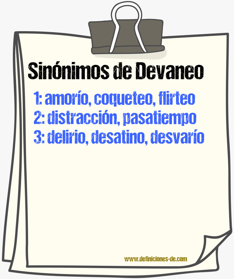 Sinnimos de devaneo