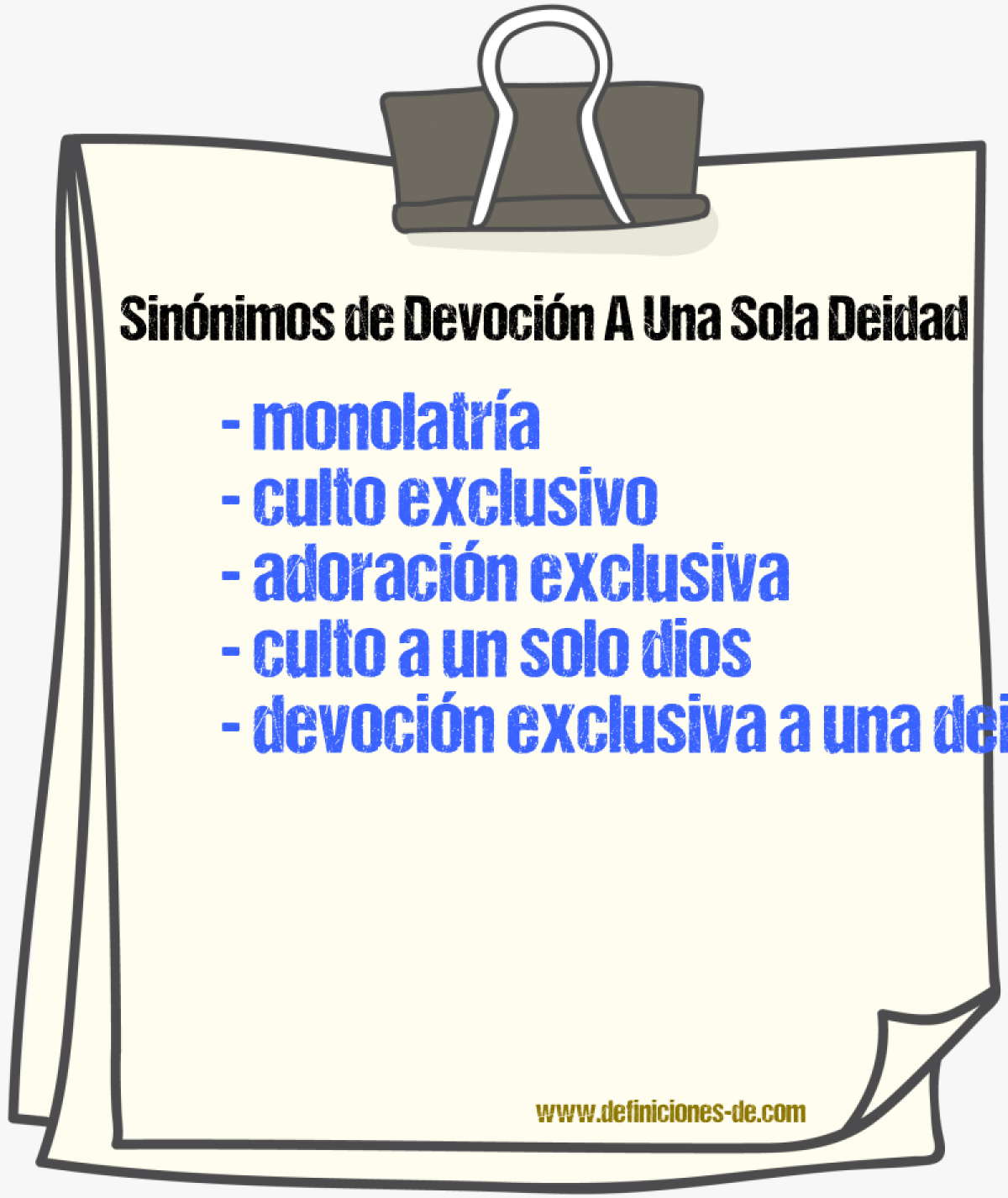 Sinónimos de devoción a una sola deidad