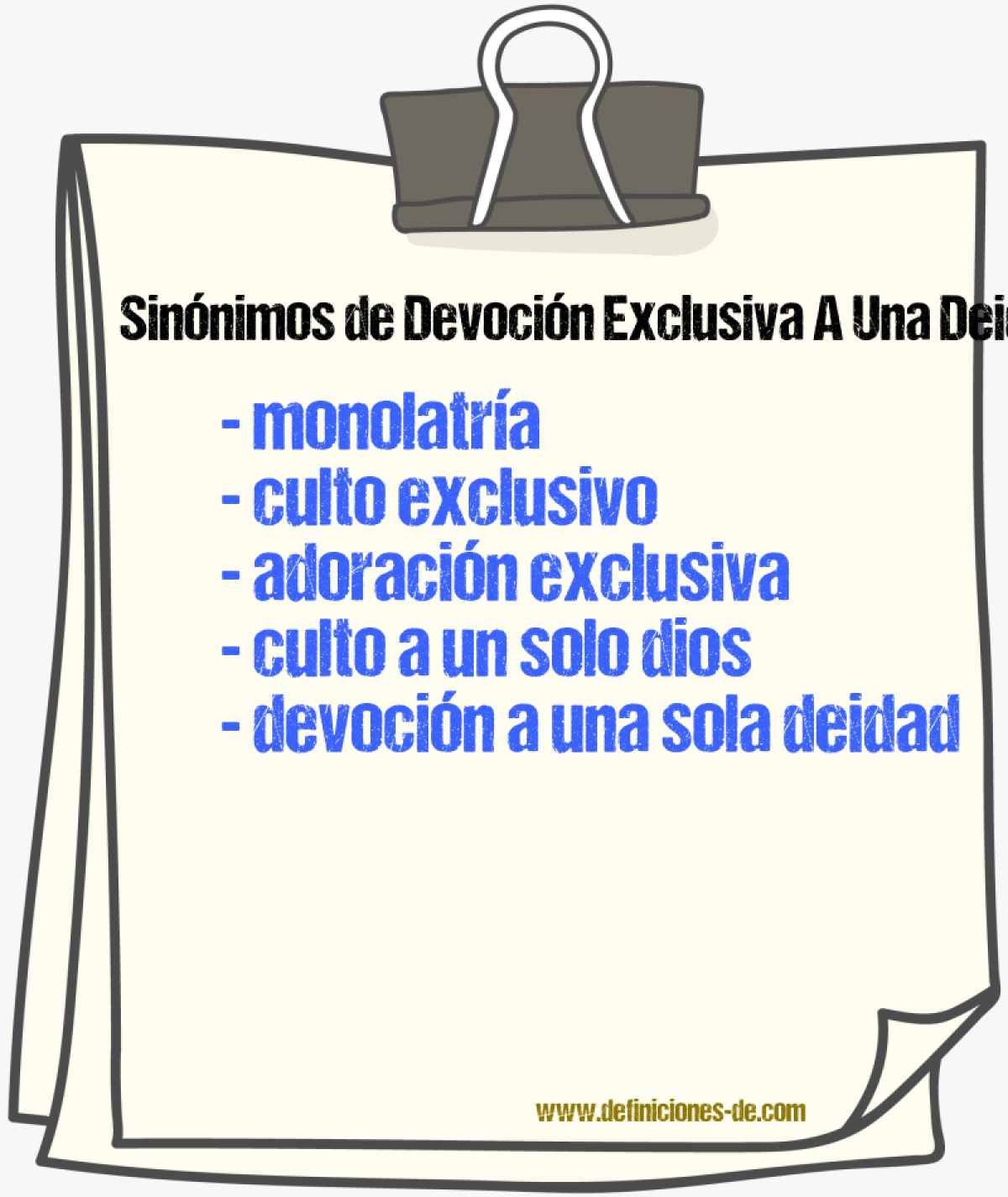Sinónimos de devoción exclusiva a una deidad