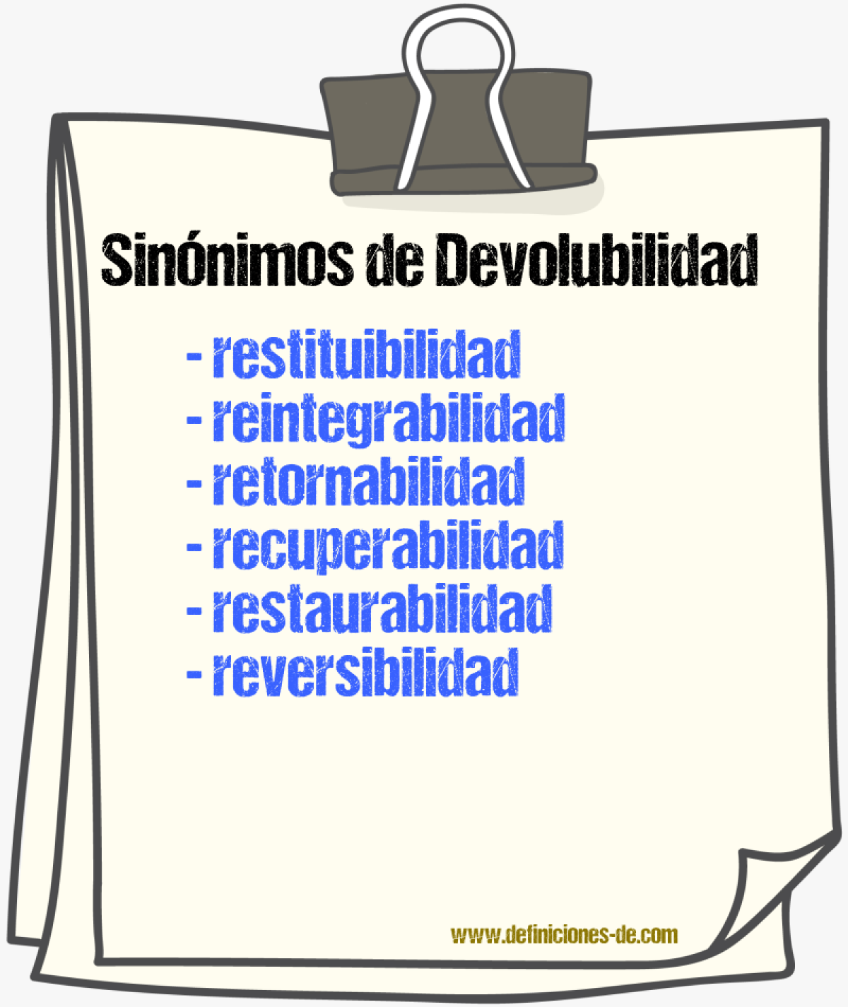 Sinónimos de devolubilidad