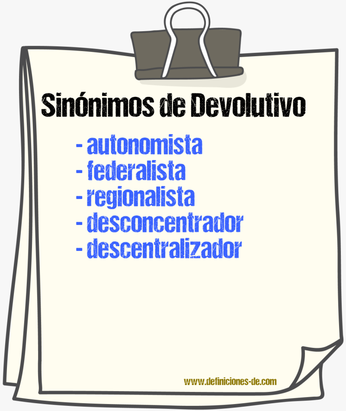 Sinónimos de devolutivo