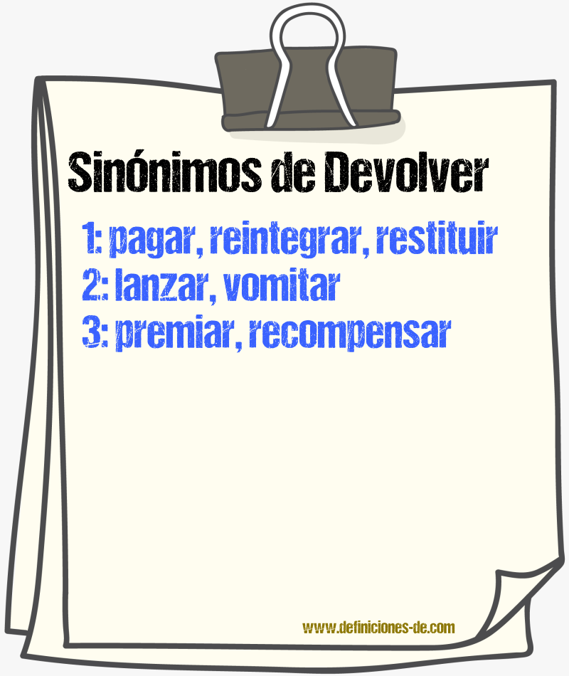 Sinnimos de devolver