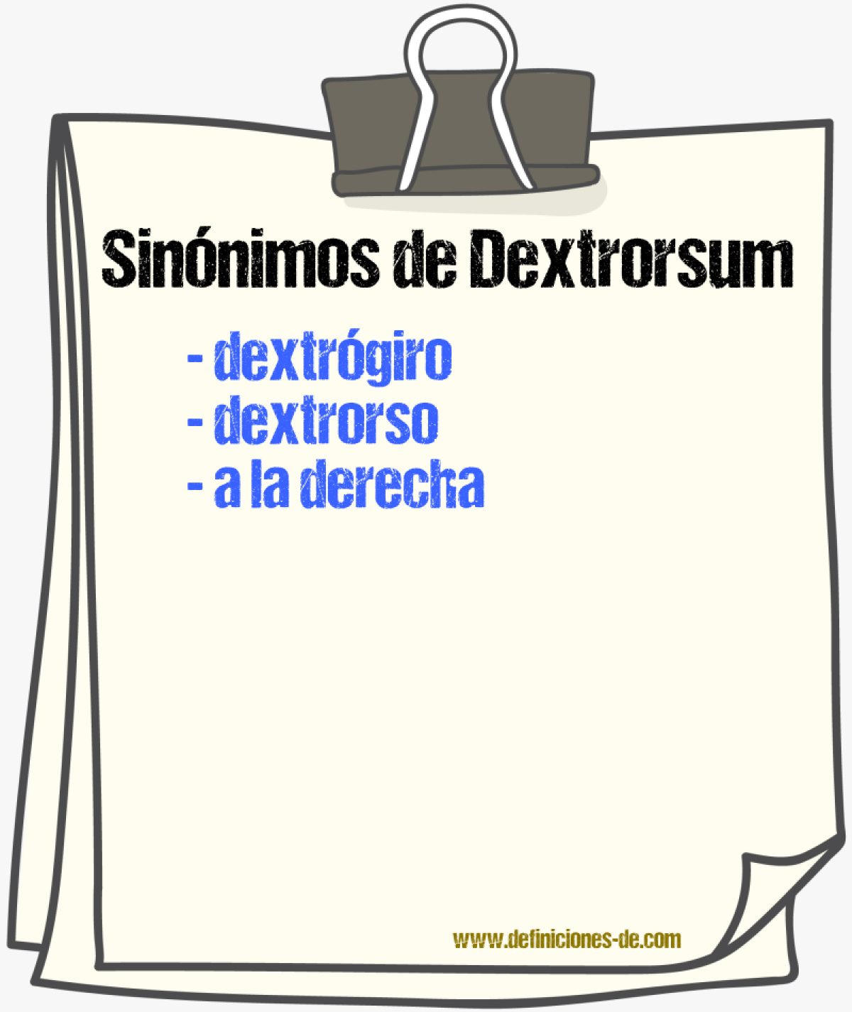 Sinónimos de dextrorsum
