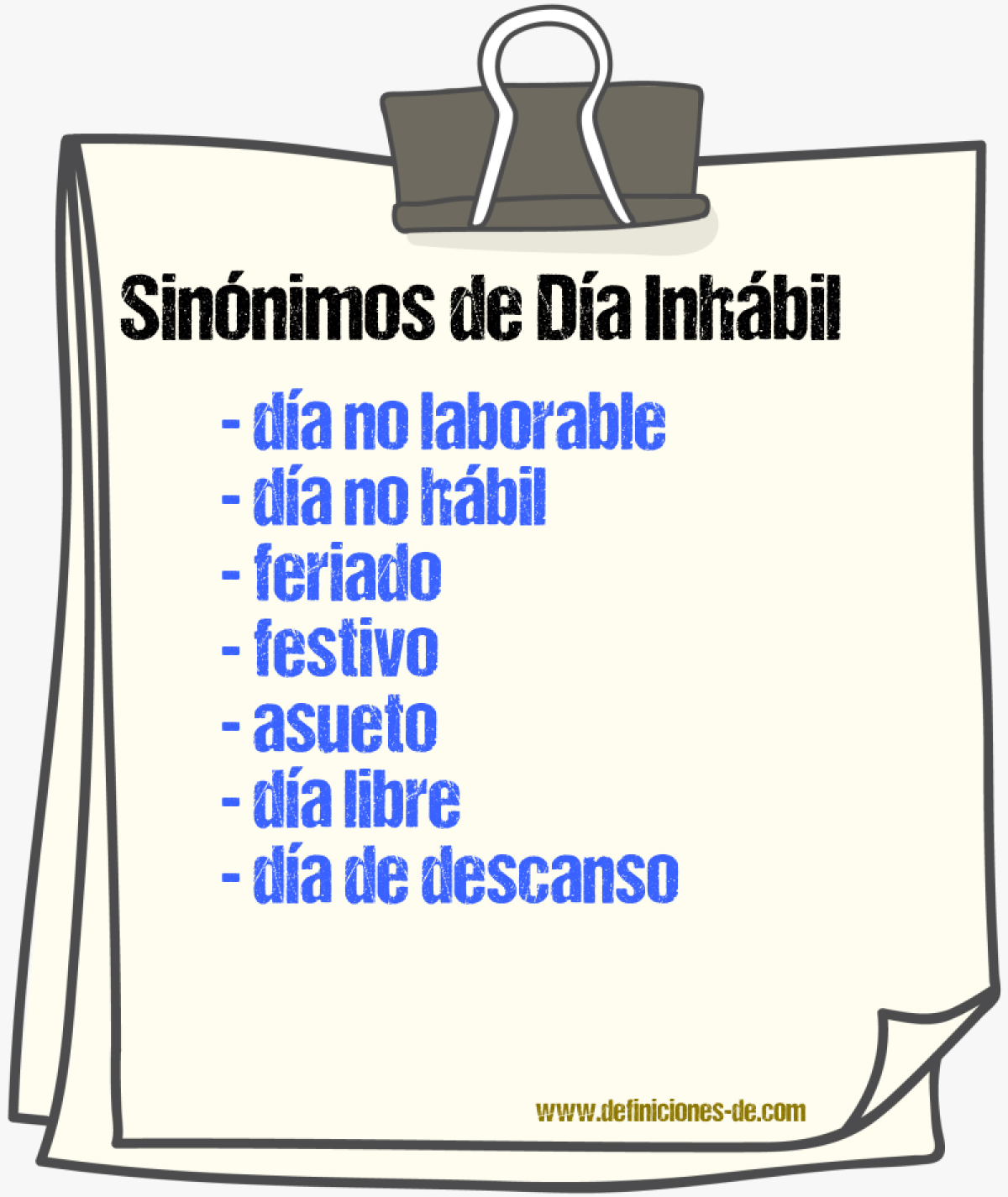 Sinónimos de día inhábil