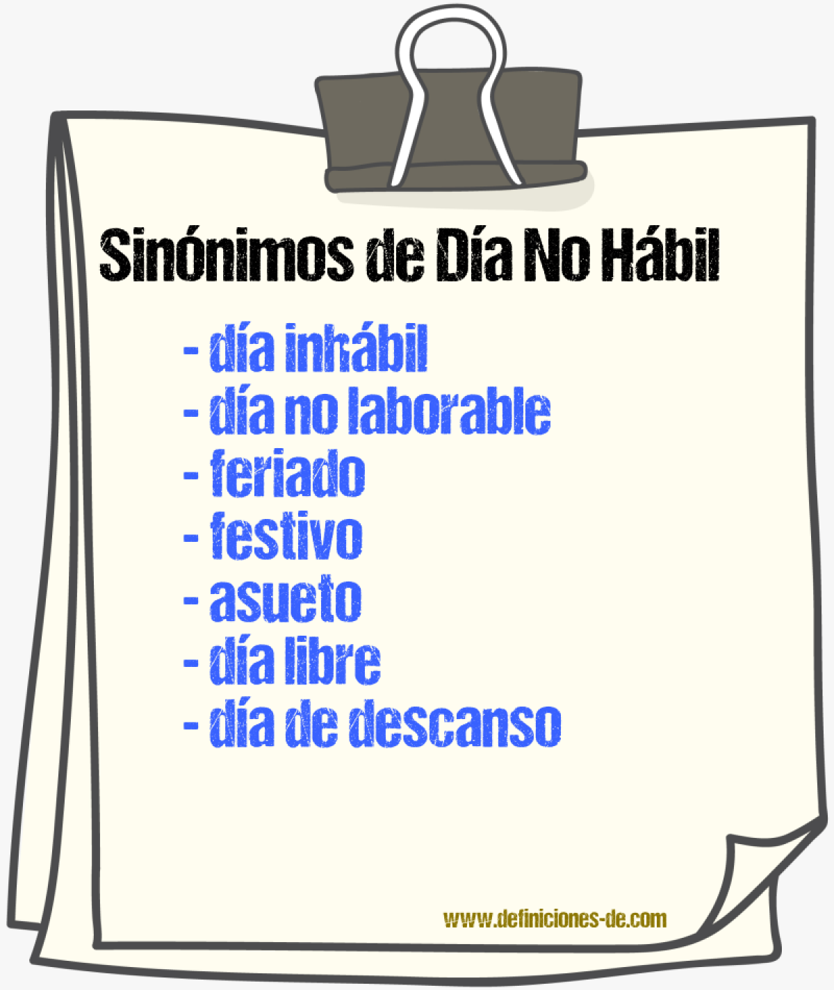 Sinónimos de día no hábil
