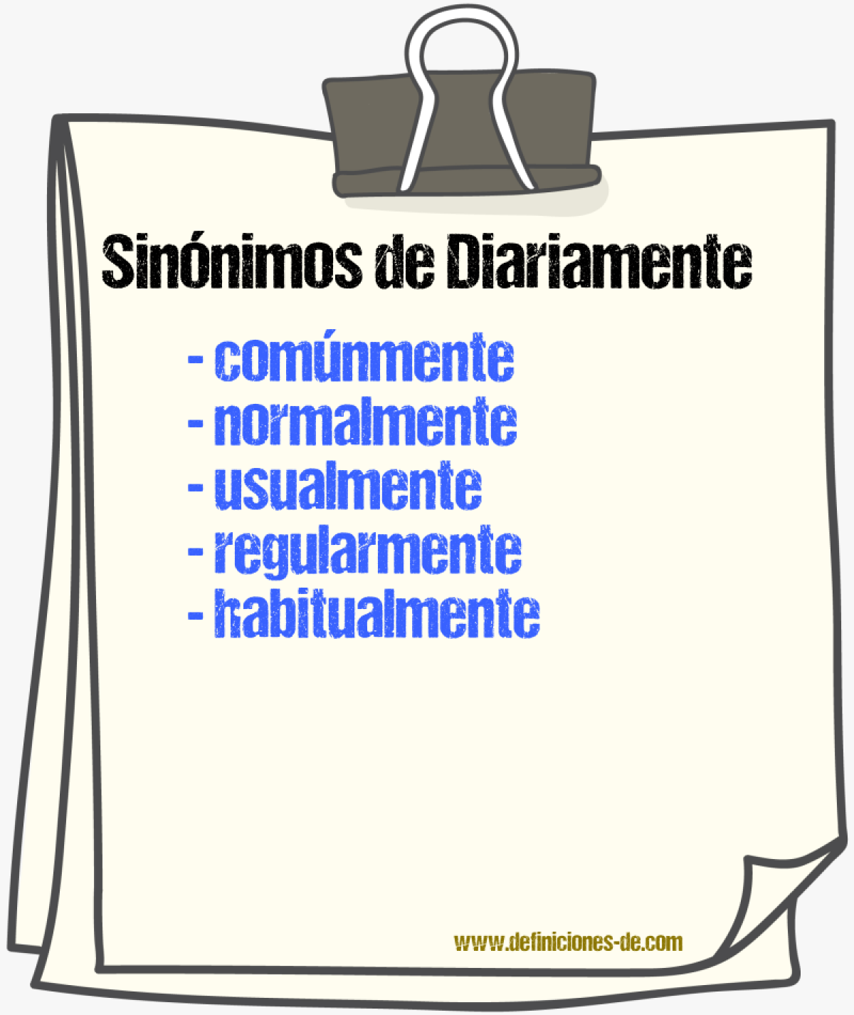 Sinnimos de diariamente