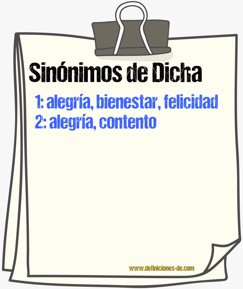 Sinnimos de dicha