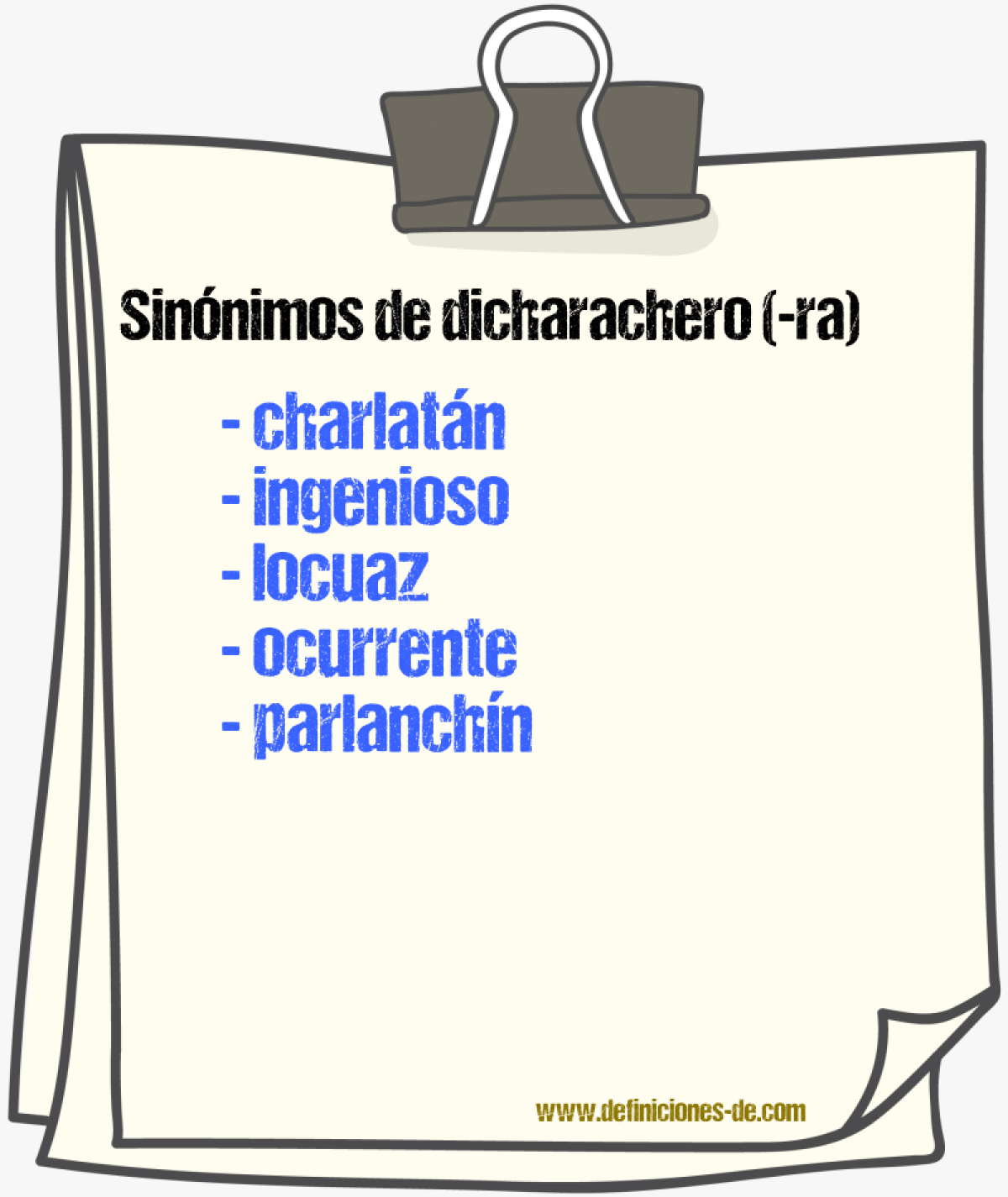 Sinnimos de dicharachero