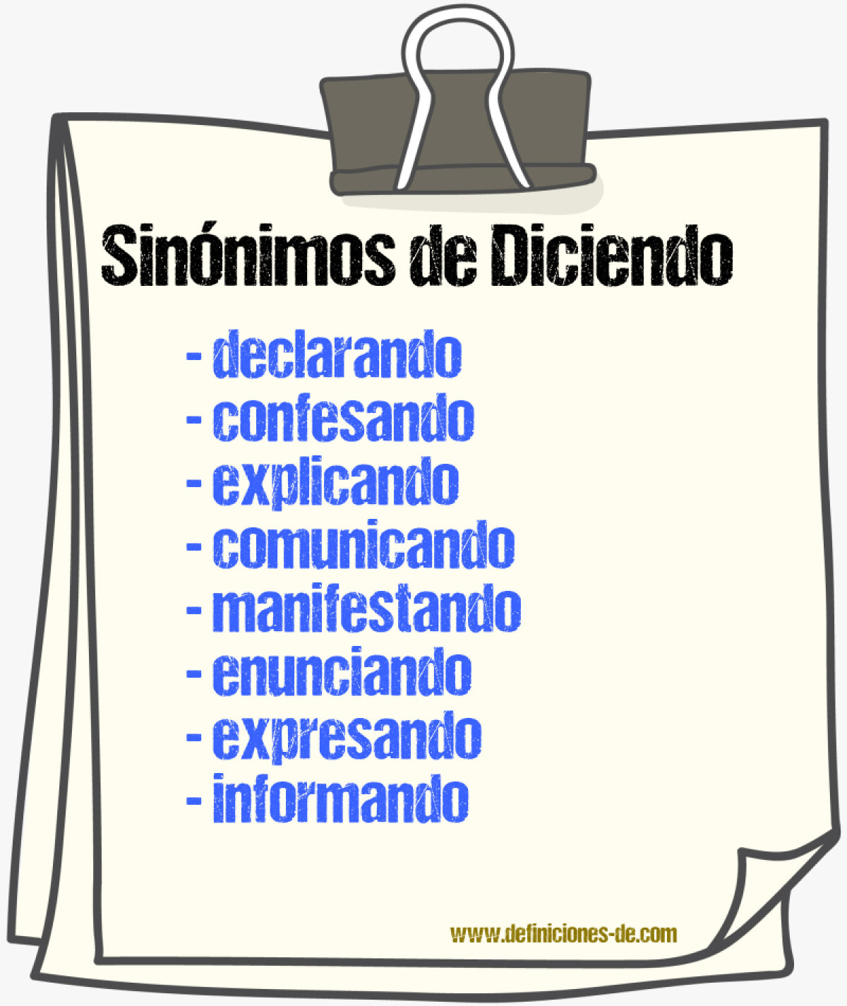 Sinónimos de diciendo