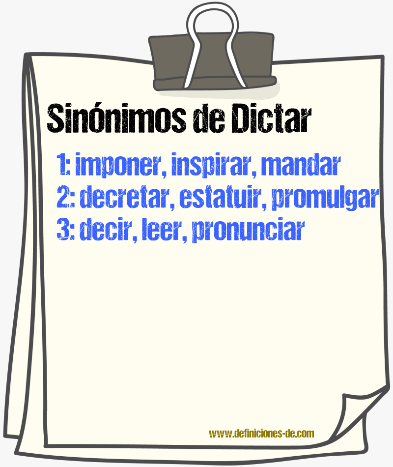 Sinnimos de dictar