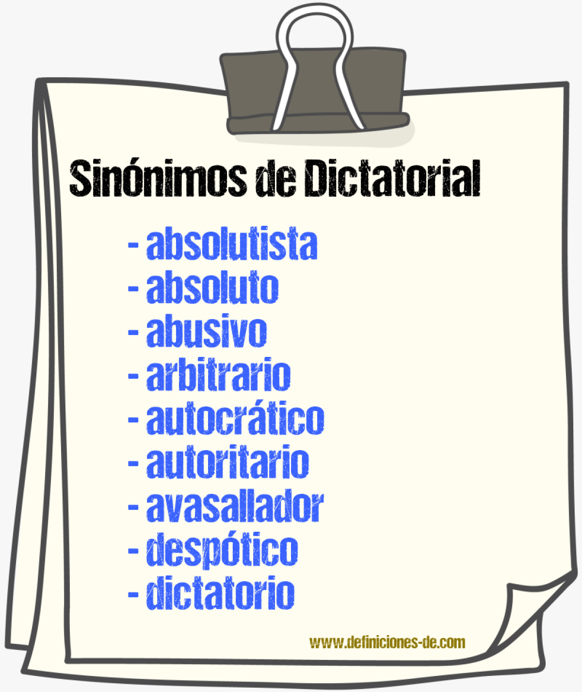 Sinnimos de dictatorial