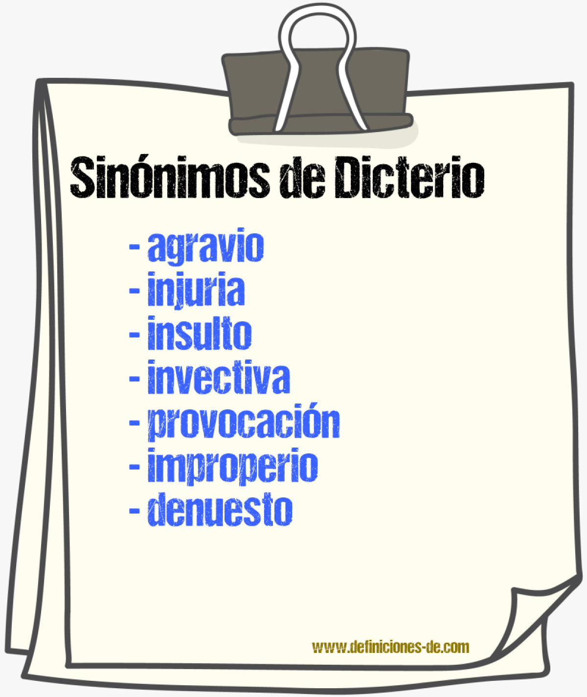 Sinnimos de dicterio