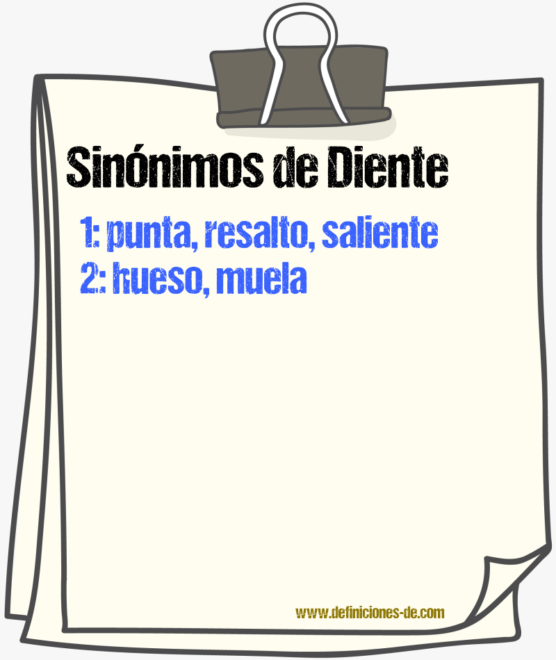 Sinnimos de diente