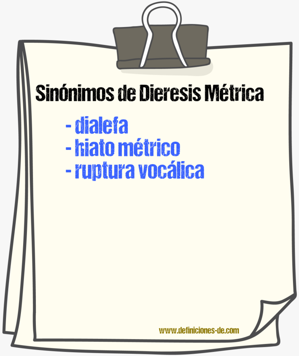 Sinónimos de dieresis métrica