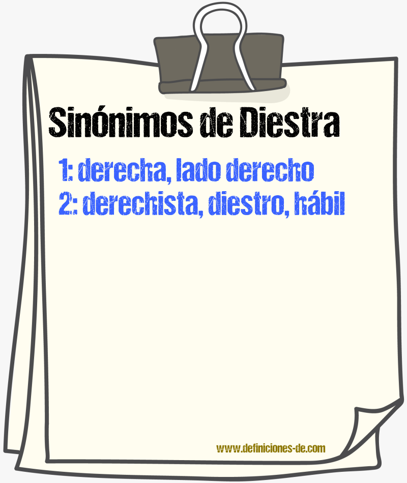 Sinónimos de diestra